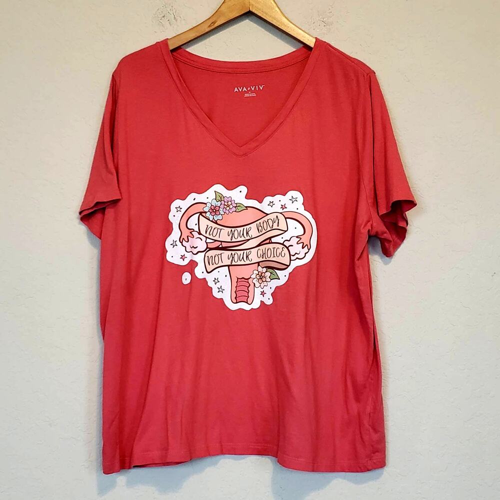 Ava And Viv Pink Reproductive Rights Graphic T Shirt Plus 1x Upcycle‎